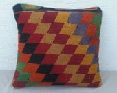 20x20 inches,MODERN Bohemian Handmade Multicolor Turkish Kilim Embroidery Pillow Cover Tribal Pillow,Vintage Kilim  Pillow,Throw Pillow.