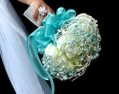 Bridal bouquet Tulips turquoise and boutonniere