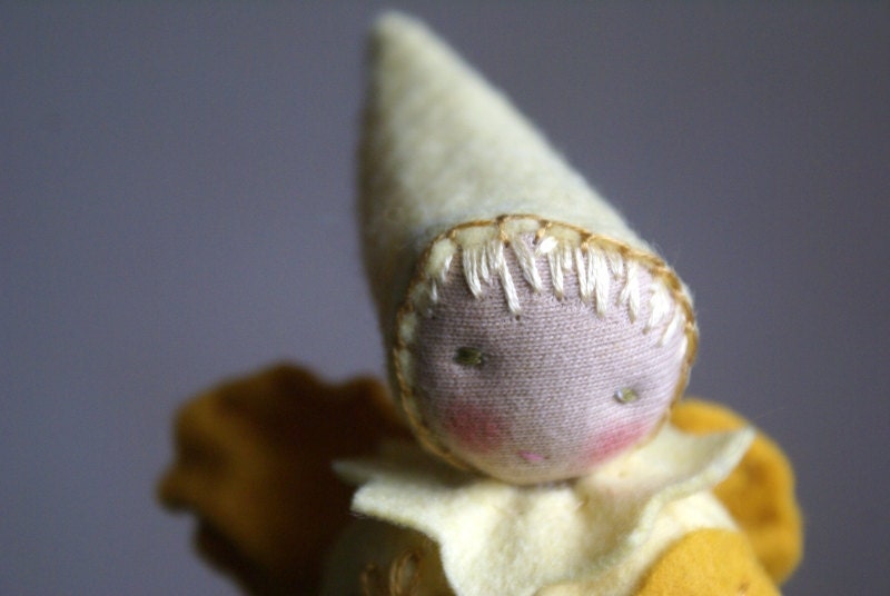 Waldorf Gnome Fairy -  Waldorf toy  - Gnome Doll - Spring / Summer Nature Table - Organic - Plant Dyed - Wool Felt
