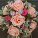Wedding Bouquet, Peach Rose Bouquet, Peach and Coral Pink Rose Bouquet, Cottage Chic Bouquet, Shabby Chic Bouquet, Bridal Bouquet, Peach