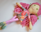 Custom Cloth Doll - Rag Doll Pink Wool Hair Girl- Waldorf Inspired