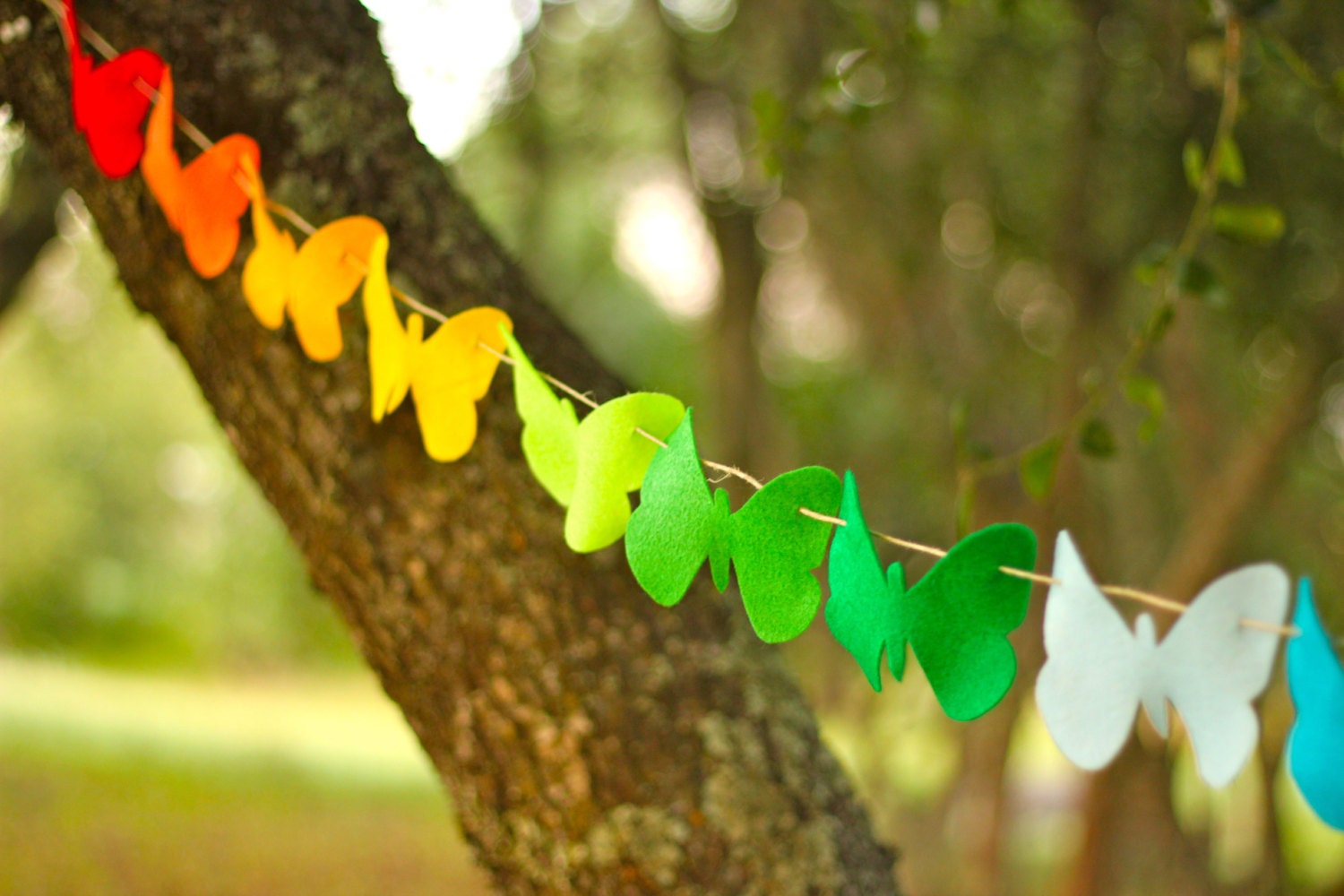 Rainbow Spring Butterfly felt garland
