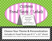 Custom Food Tents / Labels - 4 per sheet - Custom colors & theme of your choice - Personalized - Custom DIY Printable Party Decorations