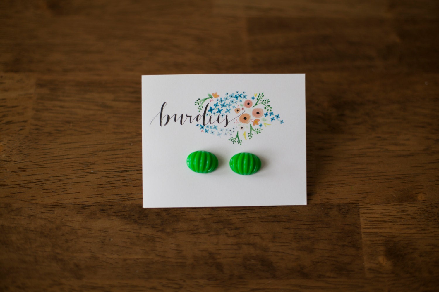 green vintage studs