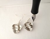 Abstract Black Ink - Wearable Artwork Earrings  - Original Ink Paintings - One of a Kind