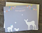 Printable Birthday or Thank You Card: Animal and Garland