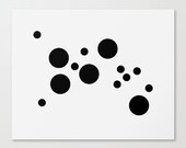 satellite - minimal abstract circle print - black - original stretched canvas art - 16" X 13"