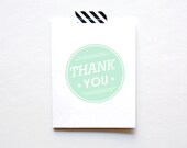 Thank You Card, Circle, Mint Green, Modern, Minimal