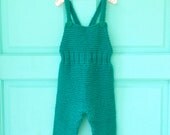 Vintage Knit Hipster Teal Baby Overalls