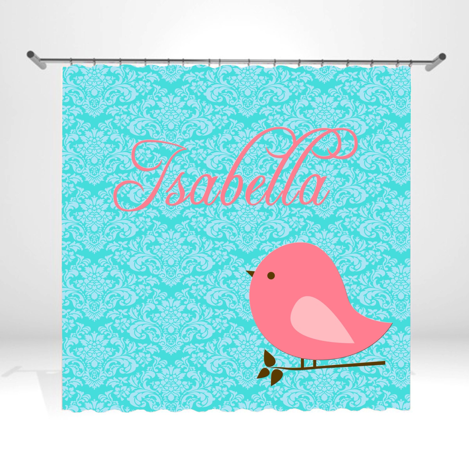 Personalized Damask Shower Curtain