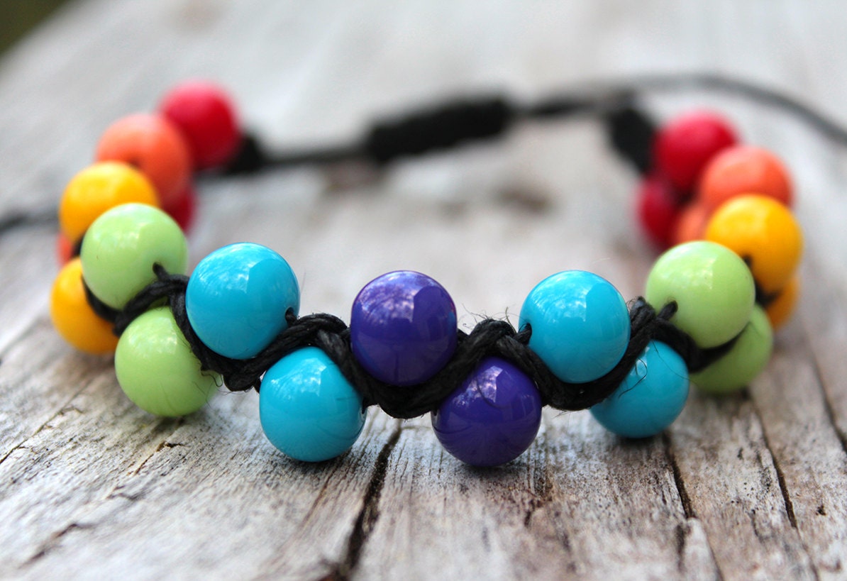 Rainbow Zigzag Hemp Bracelet