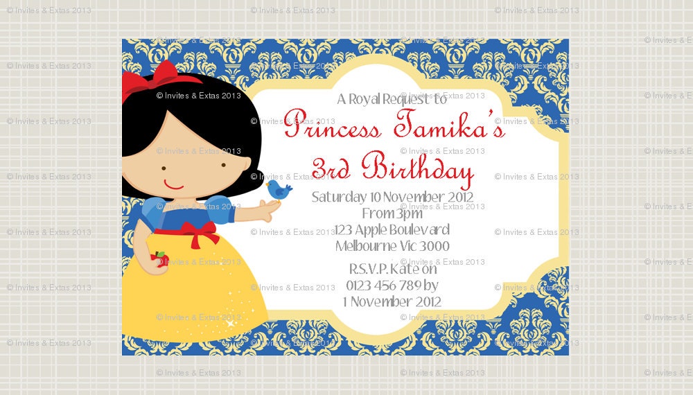 Printed Apple Princess Personalised Invitations Il_570xn