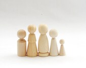Waldorf Family wooden dolls of 5 ecofriendly party wedding favors, natural beige - eco wedding favor
