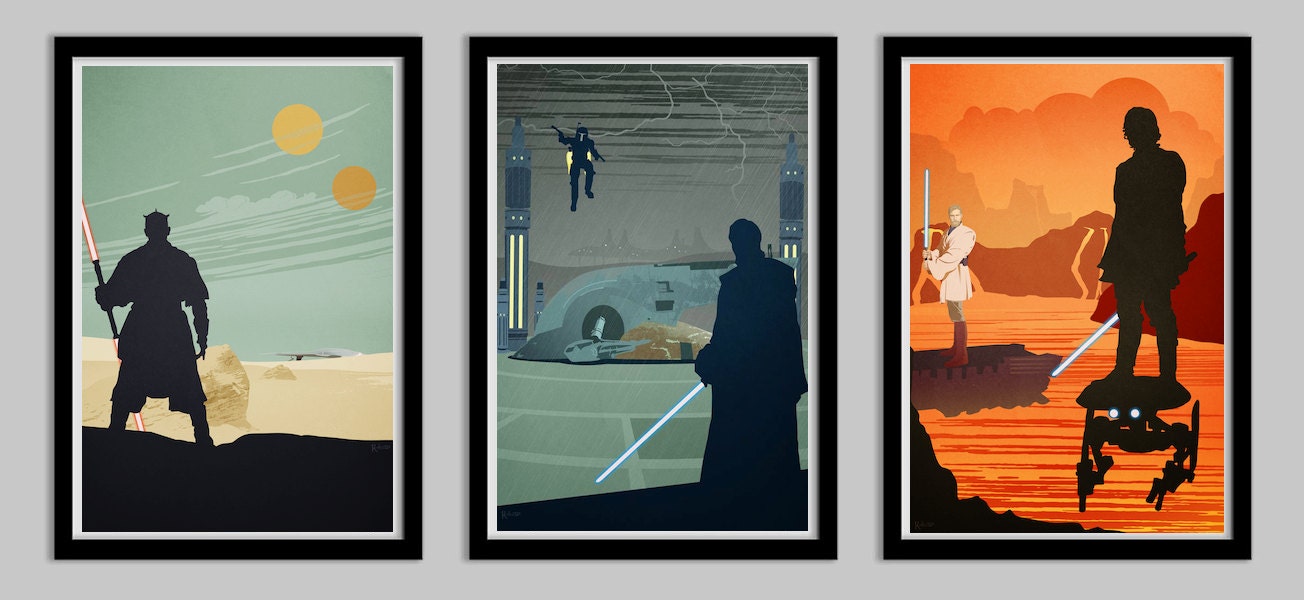 Episode 1-3 Prequel Trilogy Rare Custom Limited Edition Poster Set 11x17