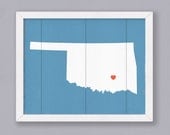 OKLAHOMA - Rustic Home decor wall hanging 16x20 Custom handmade Personalized Heart Sign - Wedding Housewarming Bridal Shower Family gift