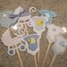Mini Onesie Cupcake cake toppers baby shower decoration and baby carriage stroller toppers BABY BOY