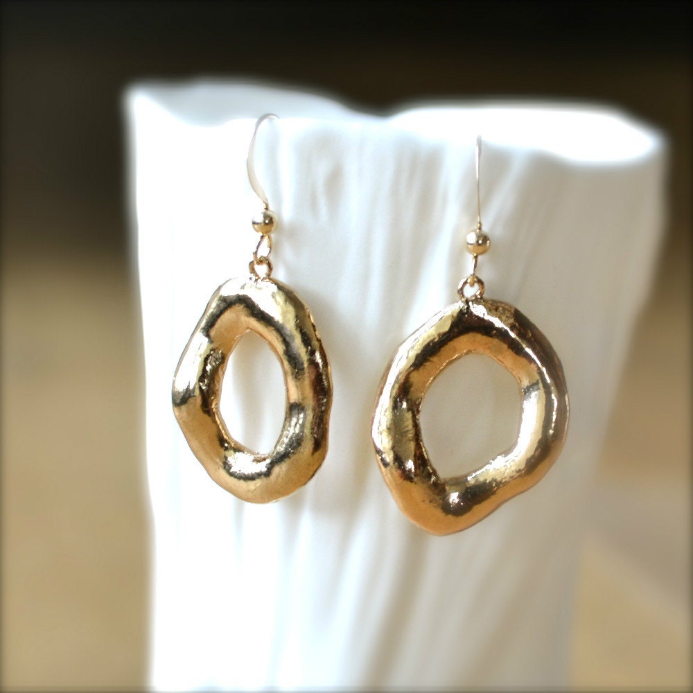 Gold Earrings With Small Ring