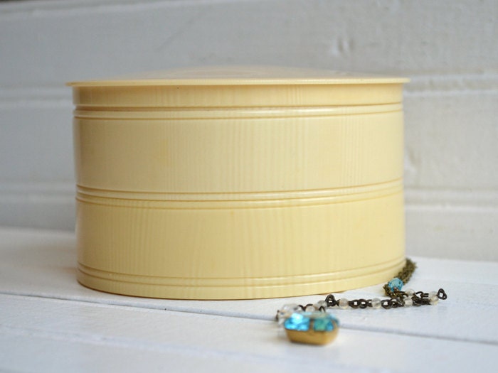 1920's Vintage Celluloid French Ivory Rare Double Powder Jar