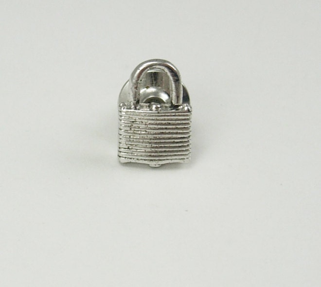 Vintage Master Lock Tie Tac  Lapel Pin Sterling Silver Padlock Business Locksmith Industrial