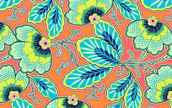 Amy Butler Fabric- Lark Collection- Floral Couture Print- Mandarin 1 yd