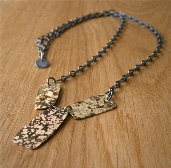 Jaguar - Mixed Metal Necklace - Handmade - Oxidized Silver and Brass - Metalwork Piece