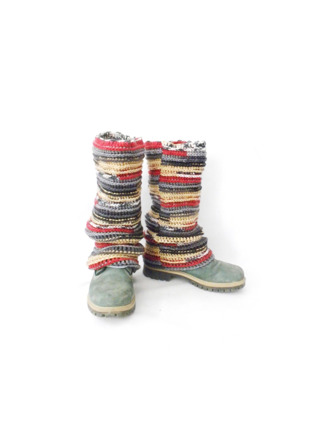SUMMER SALE: 20%OFF Pippi's Light Brown, Black, Red, Greys High Leg Warmers, Crochet, Reversible, Winter Fashion, Warm Cozy, Gifts for Her