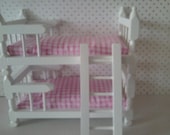 Dolls house bunk beds pink and white miniature bed