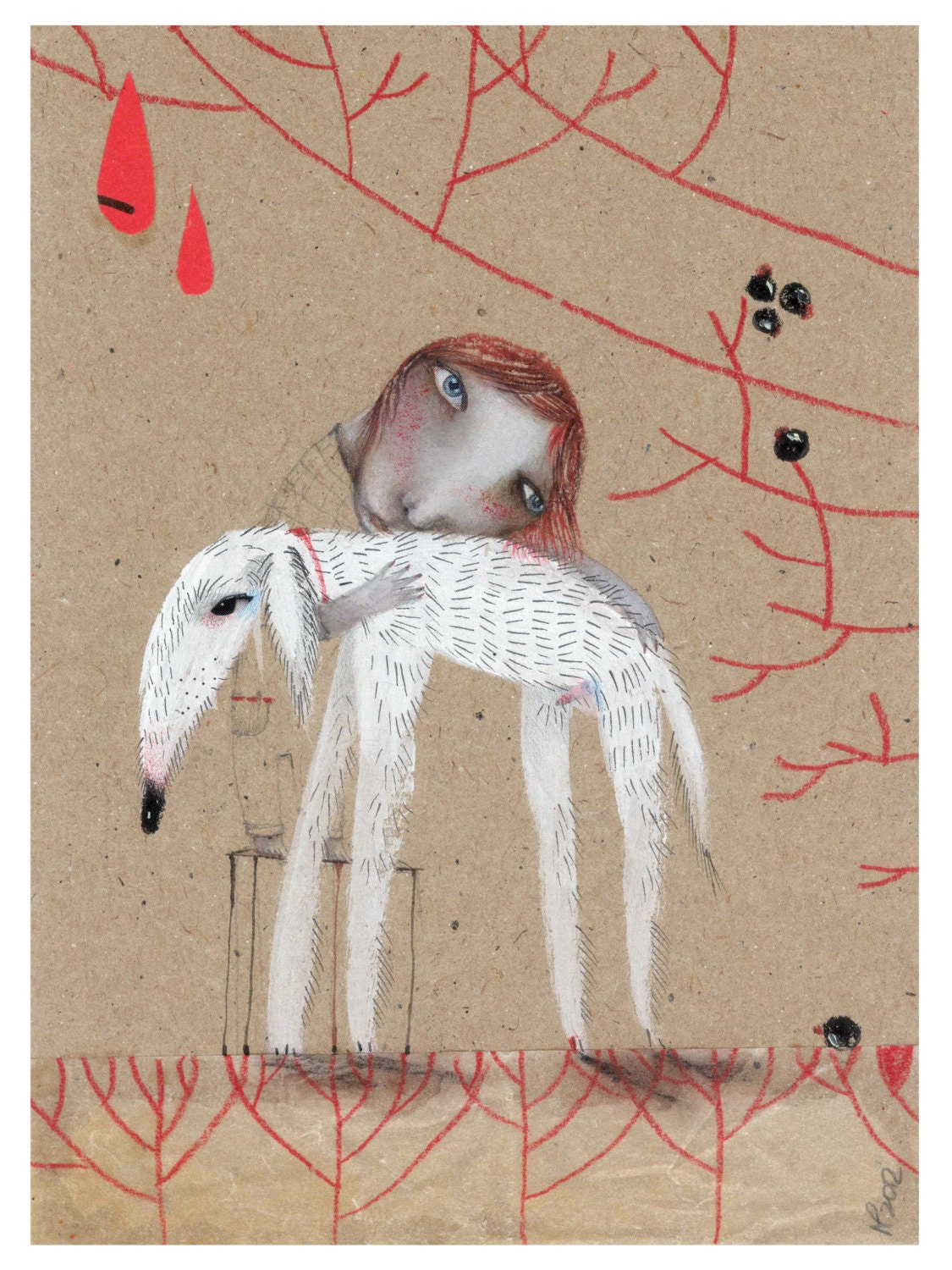 My Little Dog, Limited Edition (1/100) high quality paper print, framed with design passe-partout, 30x40cm (12''x16'')
