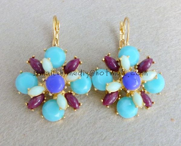 Blue flower earrings