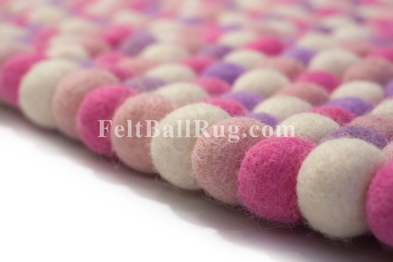 Round, Baby Pink Felt ball rug- 140cm