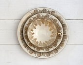 Vintage 1940s Tea Cup and Saucer Trio Set Gold Leaves Modern Graphic