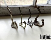 4 Vintage Misfit Coat Hooks Double Wall Hangers Rack Towel Hook Metal Hardware