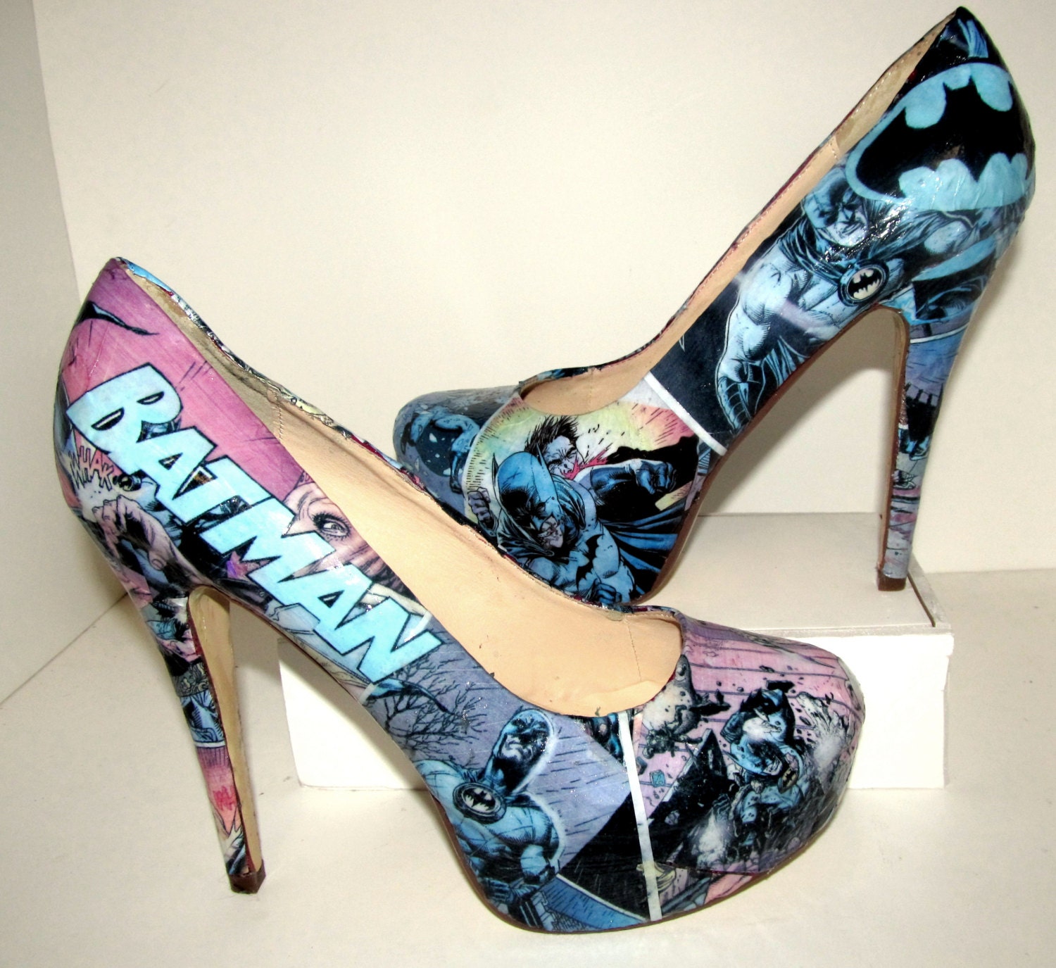 Ready to Ship Size 11 High Batman Comic Book Heels