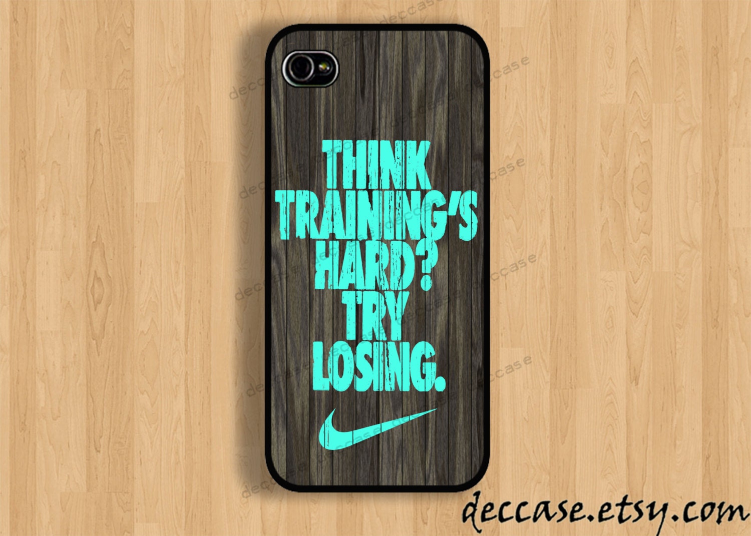 IPHONE 5 CASE NIKE Just do it wood colored mint darkwood Wooden iPhone 4 case iPhone 4S case iPhone case Hard Plastic Case Soft Rubber Case