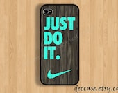 IPHONE 5 CASE NIKE Just do it wood colored mint darkwood Wooden iPhone 4 case iPhone 4S case iPhone case Hard Plastic Case Soft Rubber Case
