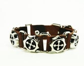 BROWN Real Leather Bracelet Braid Cuff Adjustable Leather Braid Wax Cord Fashion Accessories Punk