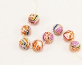 Fimo polymer beads, handcrafted supplies, large hole beads, polymer clay charms, focal beads, jewelry supplies - OOAK