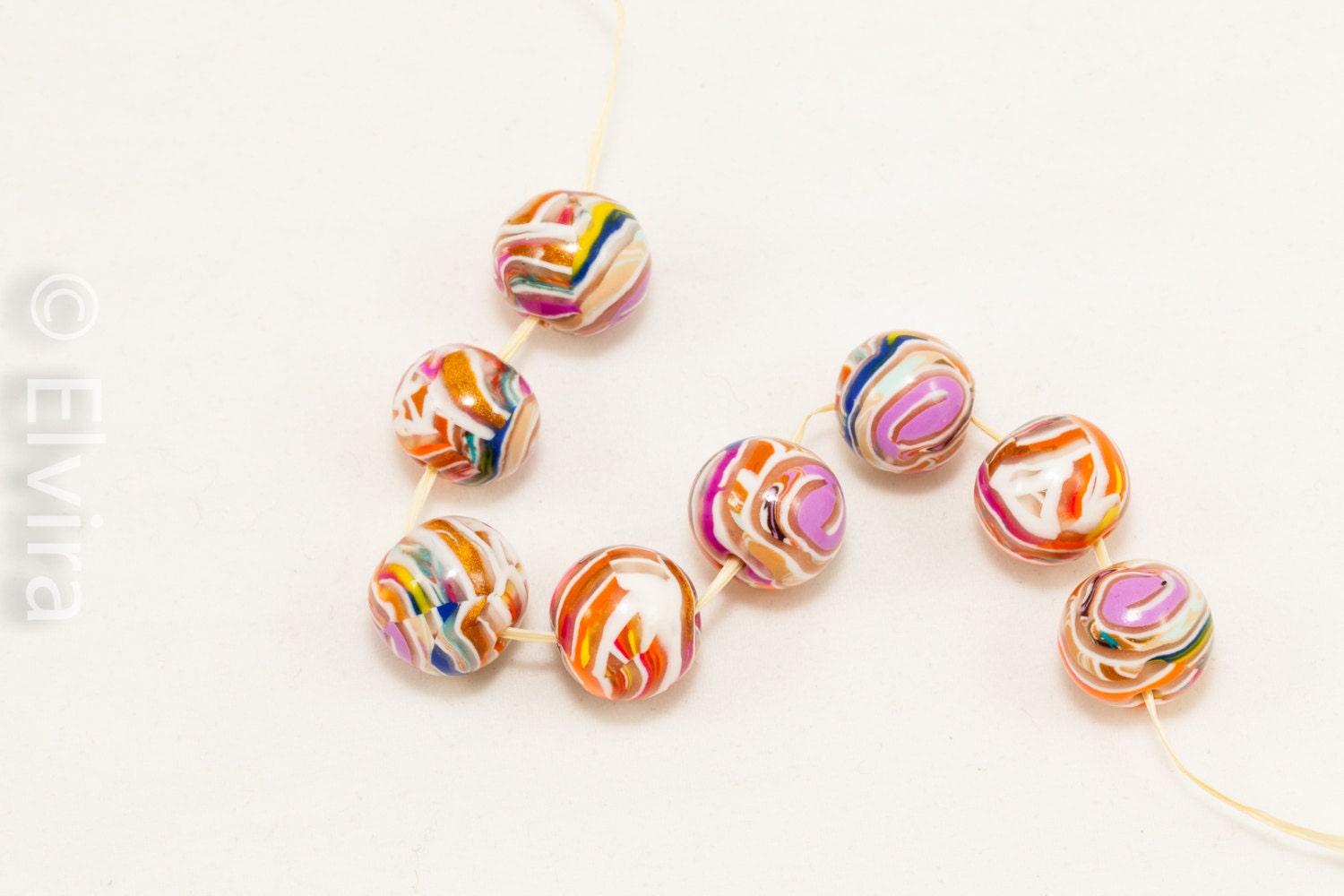 Fimo polymer beads, handcrafted supplies, large hole beads, polymer clay charms, focal beads, jewelry supplies - OOAK