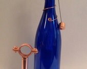 Cobalt Blue Wine Bottle Tiki Torch Lantern - Tiki Torch, Hurricane Lamp, Night Light, Hanging Lantern, Oil Lamp