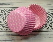 Cupcake Liners - Pink with White Polka Dots - 50 Piece
