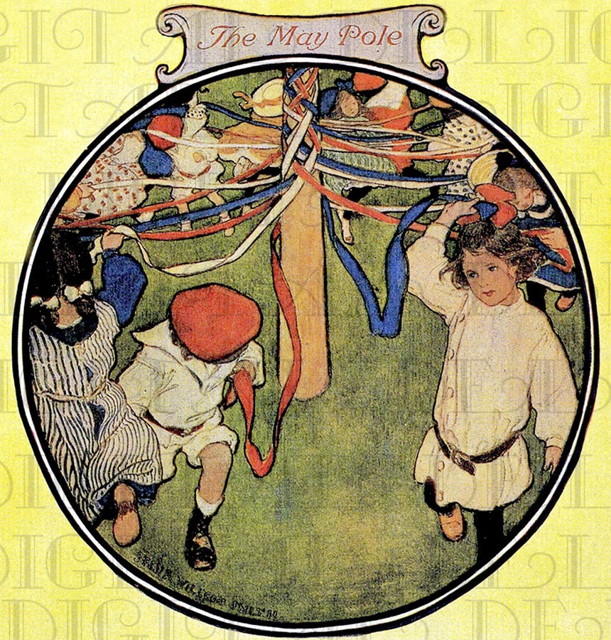 Fab Maypole Children Dancers. MAY DAY Vintage Illustration. DIGITAL  Download. Vintage May Day Print. Jessie Wilcox Smith - DandDDigitalDelights