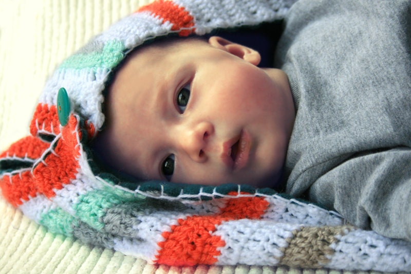 SLEEP SACK / sleeping bag with soft lining for baby crocheted striped