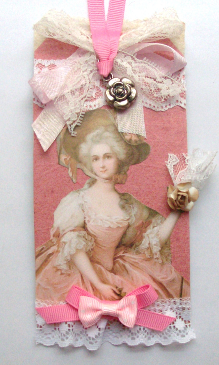 Marie Antoinette Collage Lace & Ribbon Pink Hang Tag Gift Tag