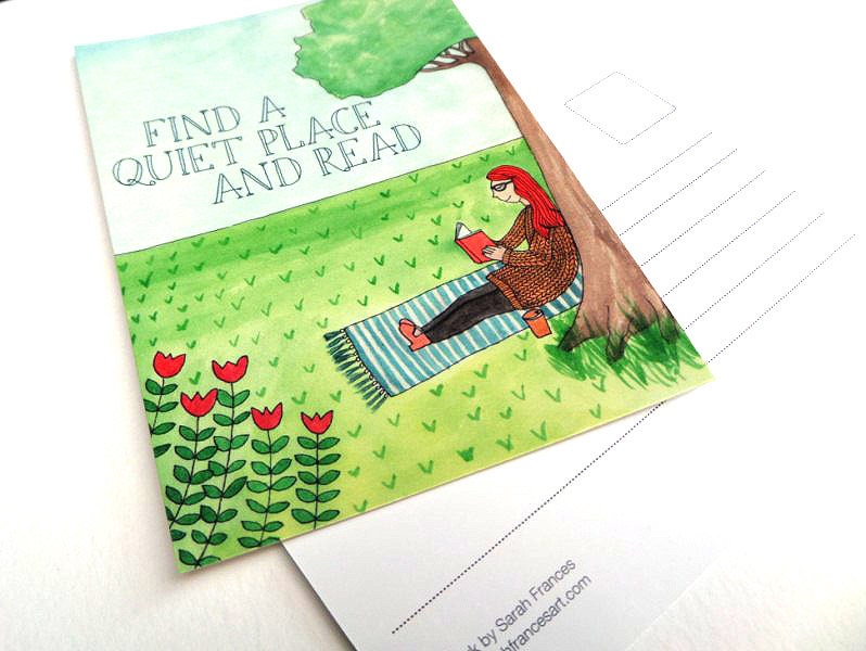 Find A Quiet Place and Read - Postcard