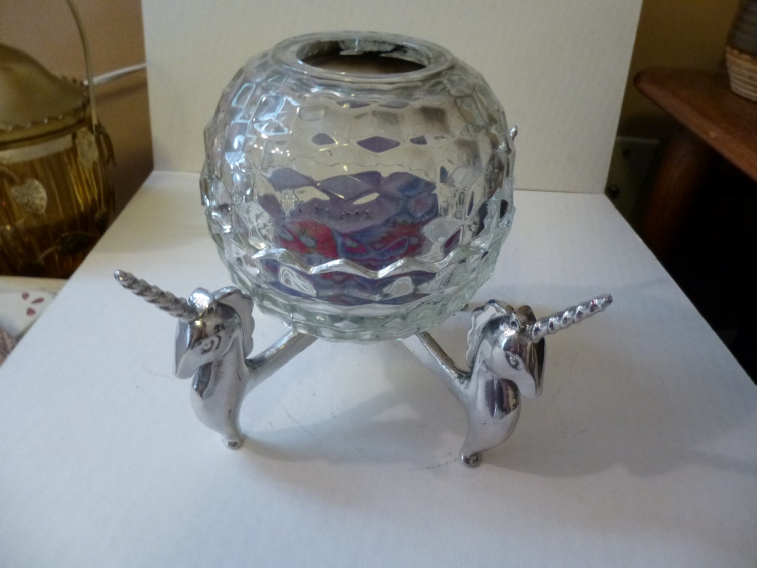 Very fun Unicorn candle stand with glass refractor