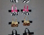 Zebra or Cheetah Printed Handbag Hair Clips in sold in pairs
