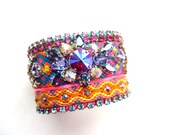 Swarovski embroidered friendship bracelet - friendship bracelet, swarovski cuff