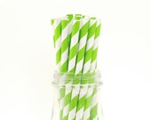 50 Apple Green Paper Straws Striped Retro Vintage Style Carnival Circus Wedding Birthday Bridal Baby Shower W/ Printable Flags Ready to Ship Il_170x135