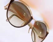 Vivacious Dior Vintage oversized sunglasses with gold wire and dark enamel frame