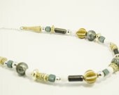 Necklace: Grey, navy, silver, brown, and white jewelry necklace. OOAK jewelry necklace. Buy 2 Get 1 FREE